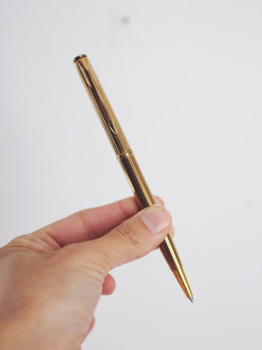 Vintage Parker Insignia Gold-Plated Ballpoint Pen 1990s Arrow Ribbed Elegant